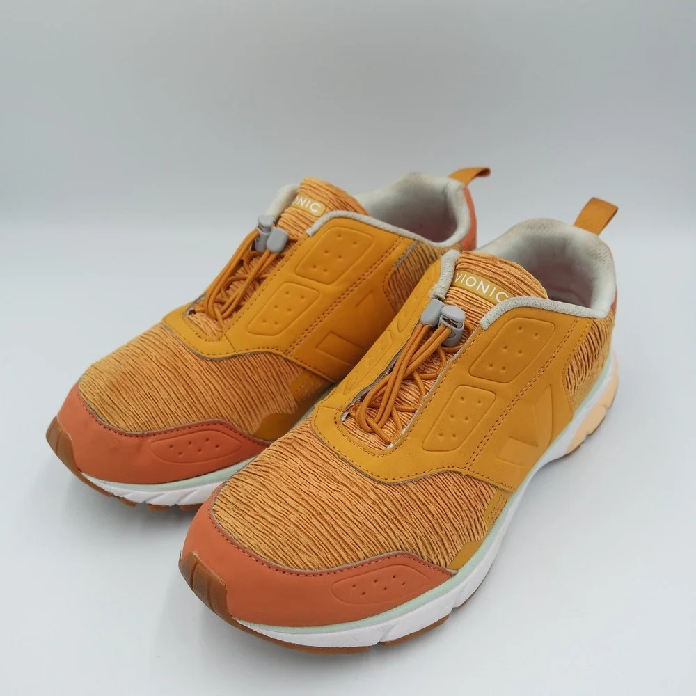 Vionic Drift Deon Women Orange Textured Mesh Toggle Lace Active Sneakers 40 US 9